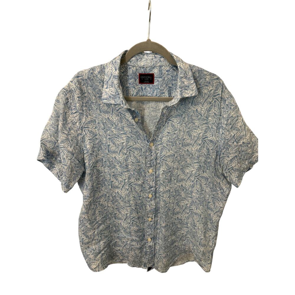 UNTUCKit Men's Linen Slim Fit Short Sleeve Button Down Shirt Casual Large